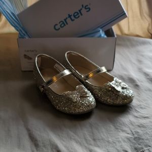 Size 9 toddler gold glitter dress shoes